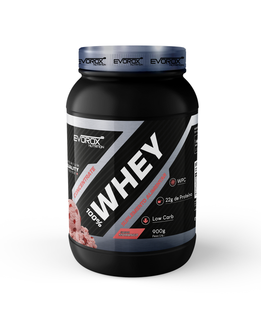 Whey Protein 100% Morango 900g Evorox